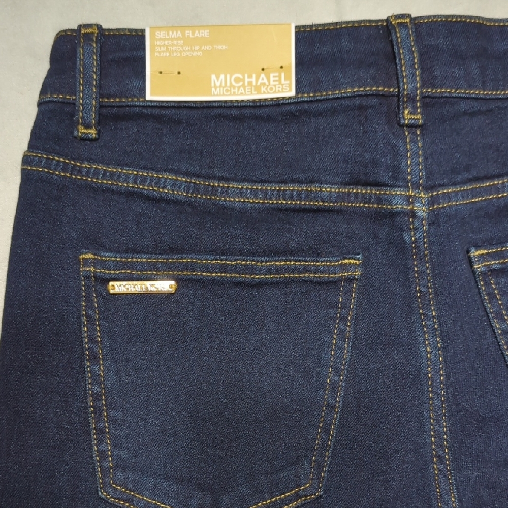NEW Michael Kors‎ Selma Flare High Rise Dark Blue Women's Jeans Size 6 (28)